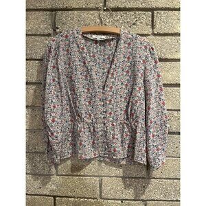 Madewell Vintage Floral Wrap Top In Delicate Watercolor Blossoms